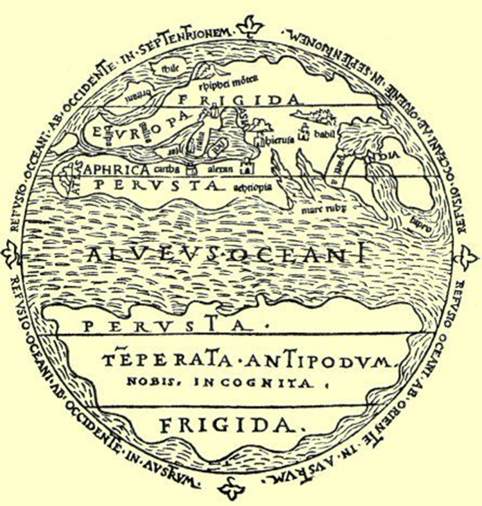 Carte de la terre. Macrobe, Vème siècle