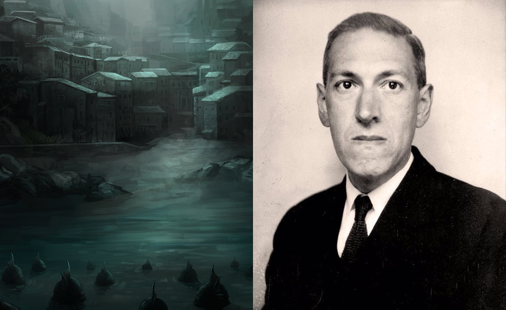 H.P.Lovecraft et illustration par Mushstone de la nouvelle Le Cauchemar d'Innsmouth, 1936