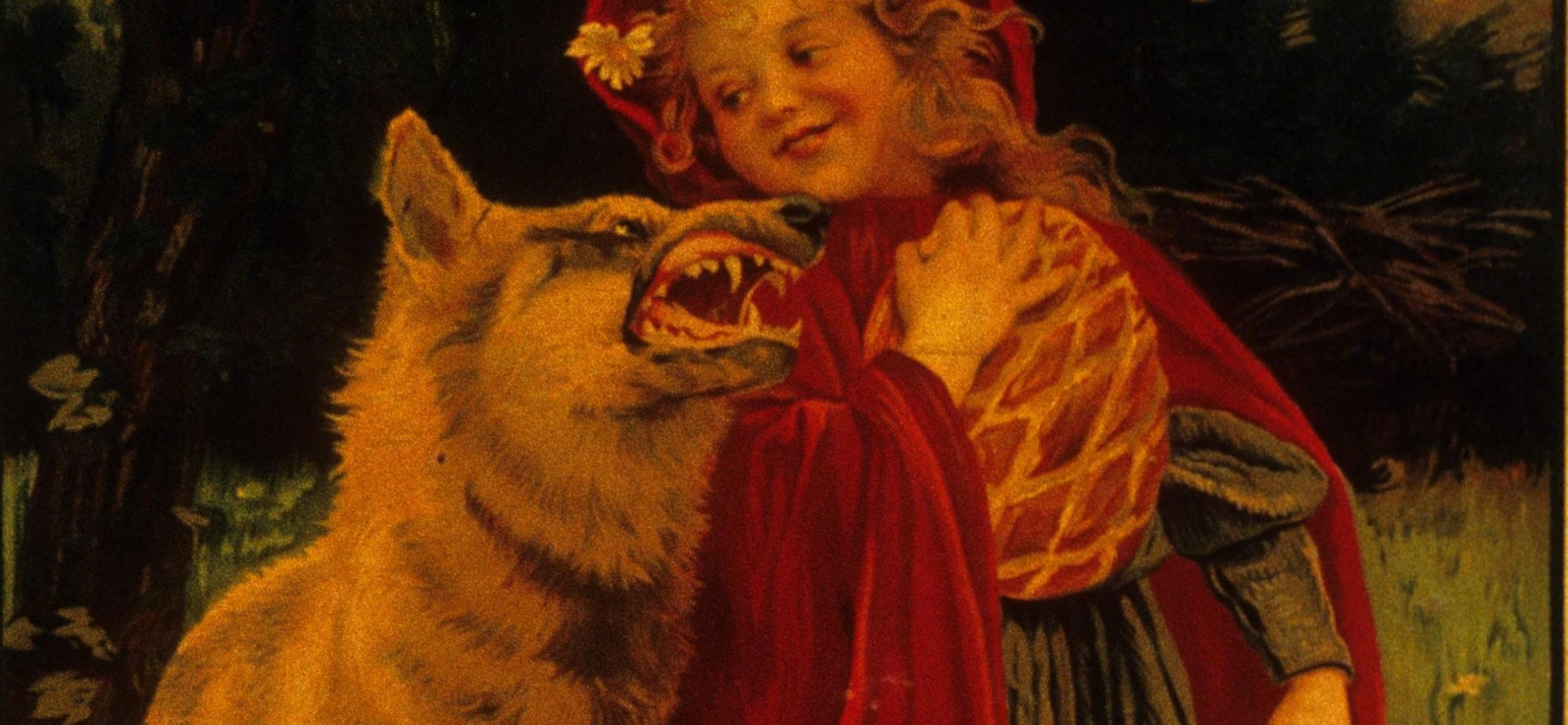 Le Petit Chaperon Rouge copine avec le Grand Méchant Loup selon Nestlé. Image Gallica